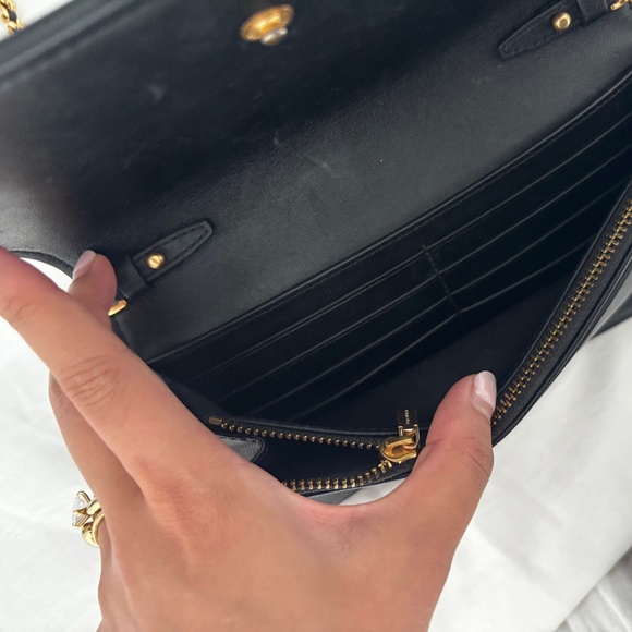 Tory Burch Star Studded Crossbody Wallet Black with Gold Stars - Picture 3 of 4